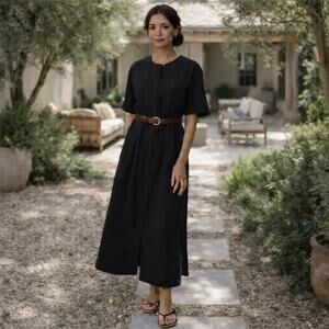 NWT Jenni Kayne 100% Linen Day Dress Black Size Medium